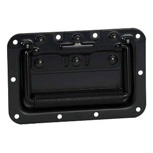 34082 BLK - Maniglia a Scomparsa media a Molla in Piastra di Montaggio con Rivestimento a polvere nero Profondità 8 mm