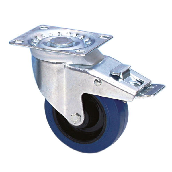 37024 - Lenkrolle 100 mm mit Blauem Rad und Feststeller