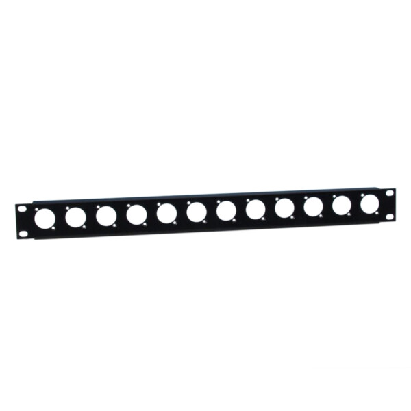 872215 - 19" U-Rackblende 1 HE mit Zugentlastung für 12 Buchsen