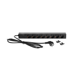 87471 - 19" Stromverteiler 1HE 8-Fach mit Schalter