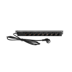 87471 - 19" Stromverteiler 1HE 8-Fach mit Schalter