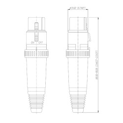 Neutrik C3 FXS - XLR Stecker female mit ON/OFF Schalter