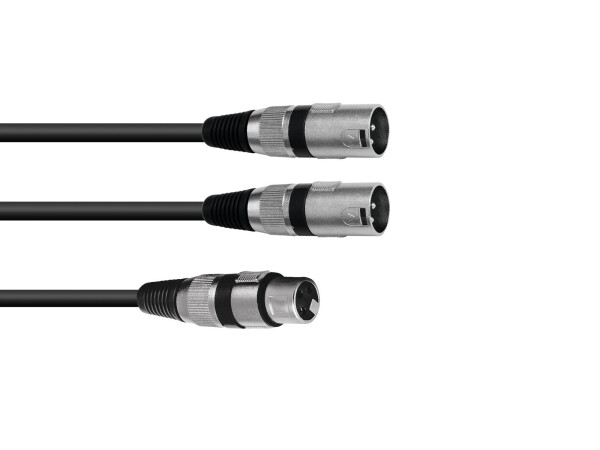 Adaptercable XLR(F)/2xXLR(M) 0,5m bk
