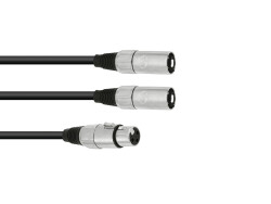 Adaptercable XLR(F)/2xXLR(M) 1m bk