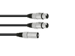 Adaptercable XLR(M)/2xXLR(F) 0,5m bk