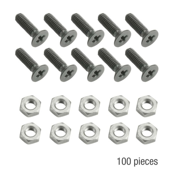 Adam Hall 19" Parts 5420 BLK M100 AH - 100er Set Kreuzschlitzschraube M3 x 10 schwarz mit Mutter für XLR Buchsen im Beutel