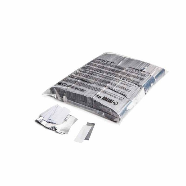 Slowfall confetti rectangles 55x17mm - White+Silver