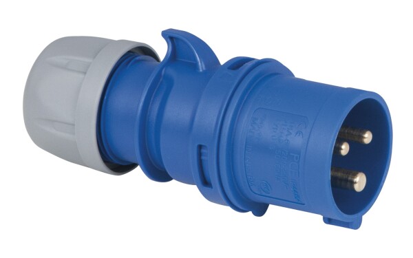CEE 16A 240V 3p Plug Male Blue IP44
