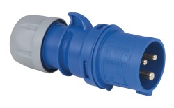 CEE 16A 240V 3p Plug Male Blue IP44