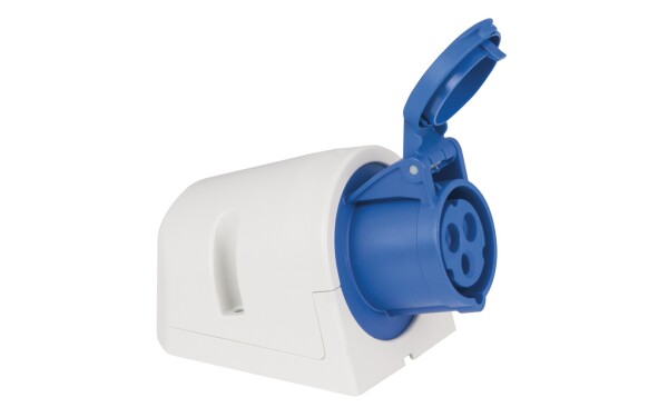 CEE 16A 240V 3p Wallmount Female Blue IP44