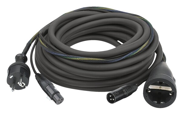 FP09 - Schuko/XLR F - Schuko/XLR M 10 m Audio / Power, Black jacket