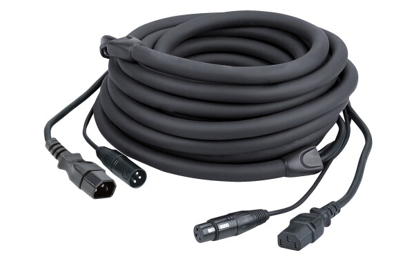 FP12 - IEC/XLR M - IEC/XLR F 3 m DMX / Power, Black jacket
