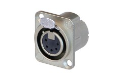 XLR 5p. Chassis Female Silver contacts Nickel housing