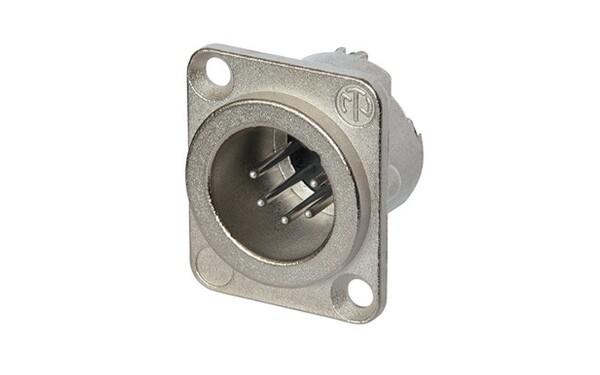 XLR 5p. Chassis Male Silver contacts Nickel housing