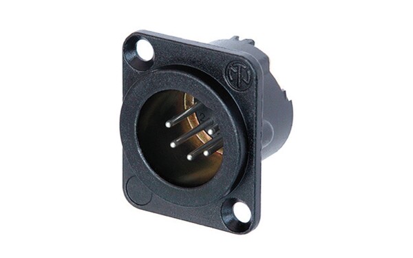 XLR 5p. Chassis Male Silver contacts Black metal housing